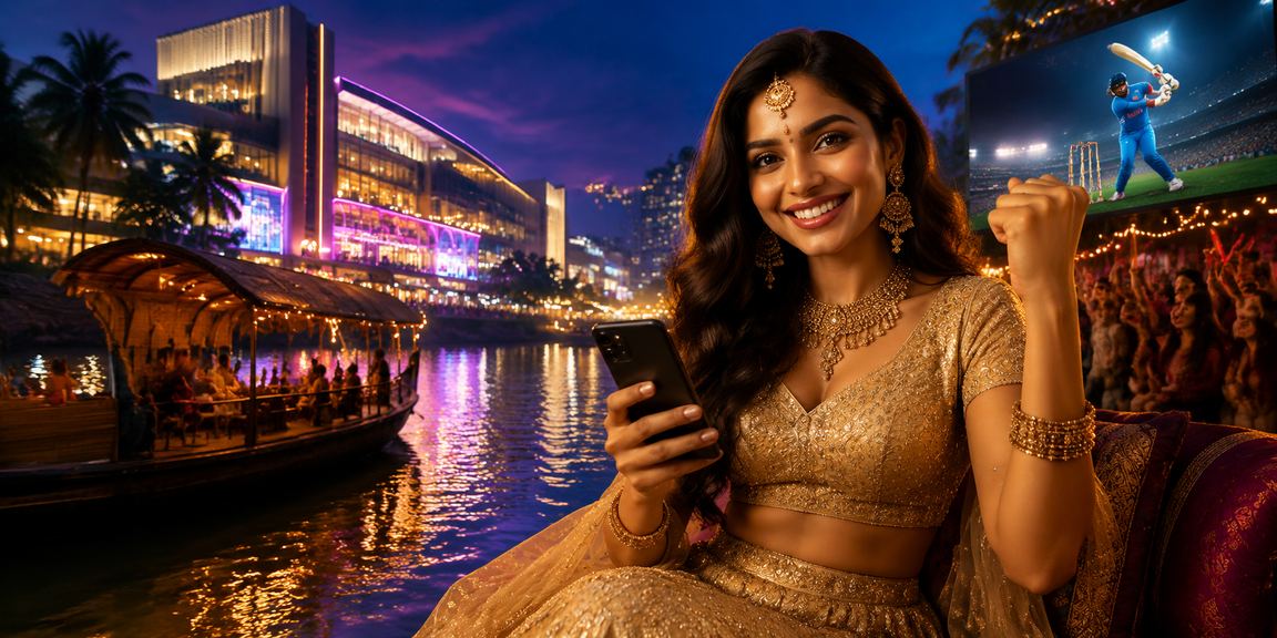 Player logging into 1123 on mobile device by Kerala backwaters